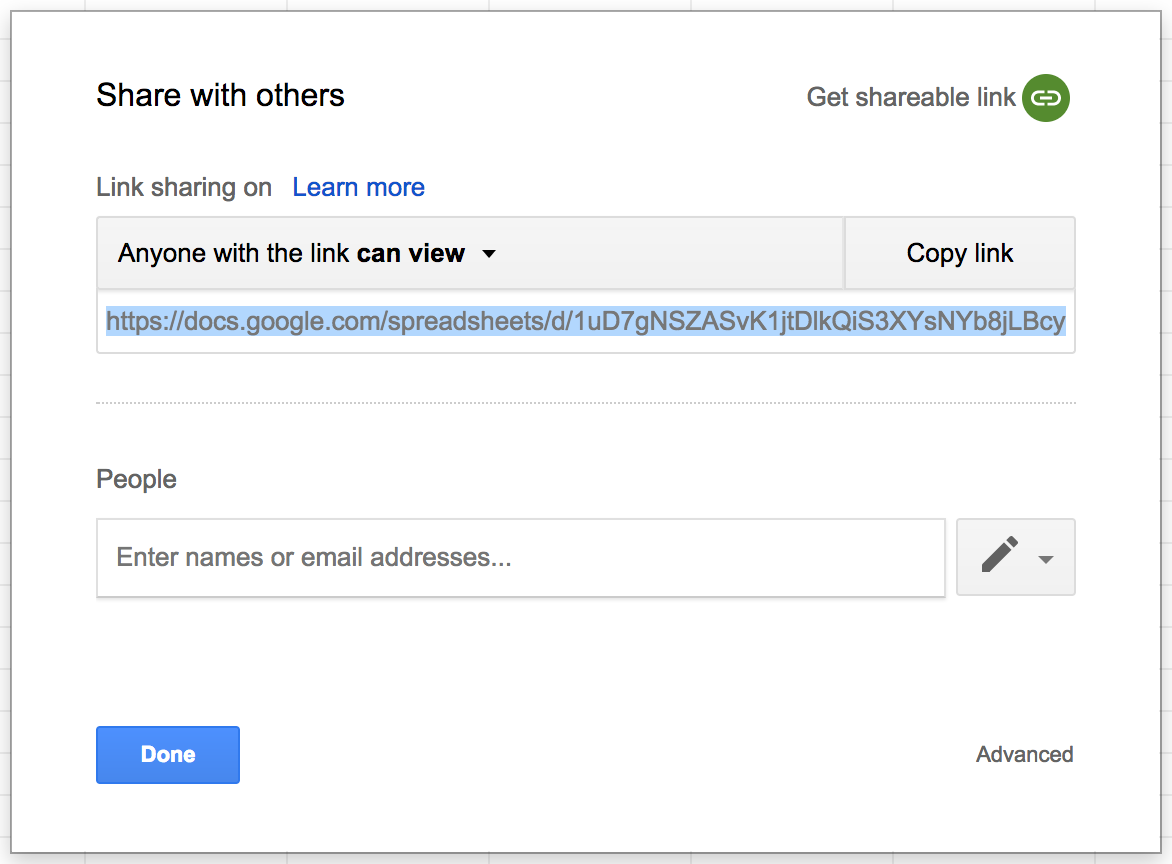 Google Drive link sharing screen 2